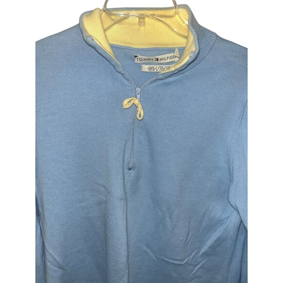 Tommy Hilfiger Light Blue Quarter Zip Pullover Sweater Top L/S Womens Sz L - Picture 5 of 9